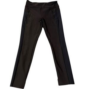 ATHLETA Mid Rise Women’s Ankle Pull On Pants Sz M Black Navy Blue Stretch